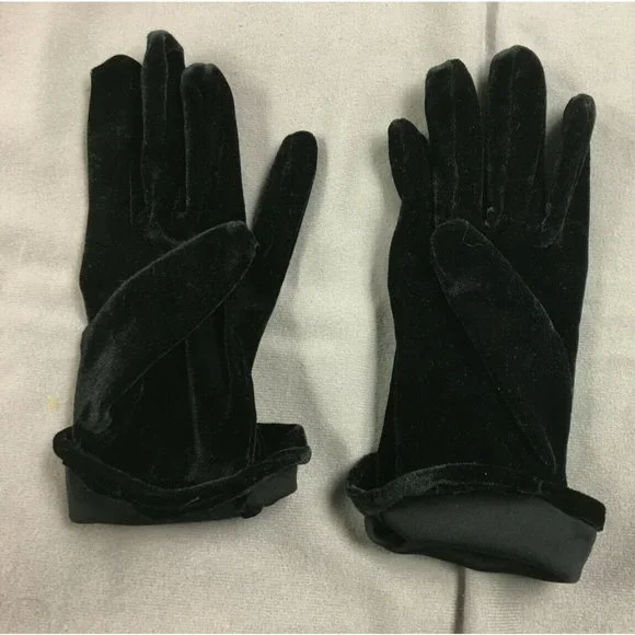 Ladies Velvet Gloves Black No Lining One Size Polyester/Spandex 9"x3¾" - Picture 3 of 4